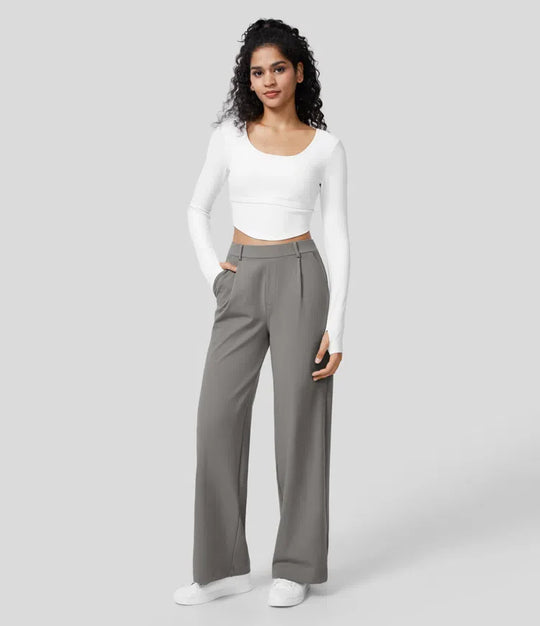 Nadine™ Hoge Taille Pantalon met Zijzakken