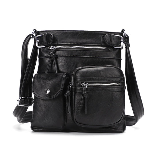 Metz™ Schultertasche Schultertasche aus weichem Leder mit mehreren Fächern