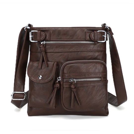 Metz™ Schultertasche Schultertasche aus weichem Leder mit mehreren Fächern