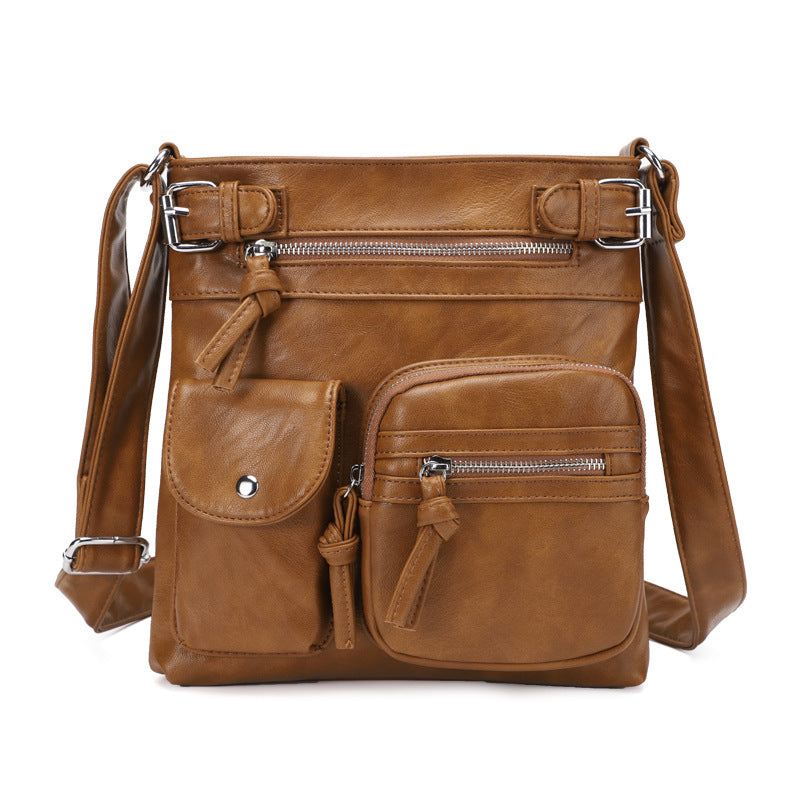 Metz™ Schultertasche Schultertasche aus weichem Leder mit mehreren Fächern