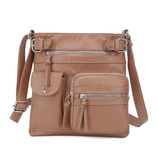 Metz™ Schultertasche Schultertasche aus weichem Leder mit mehreren Fächern