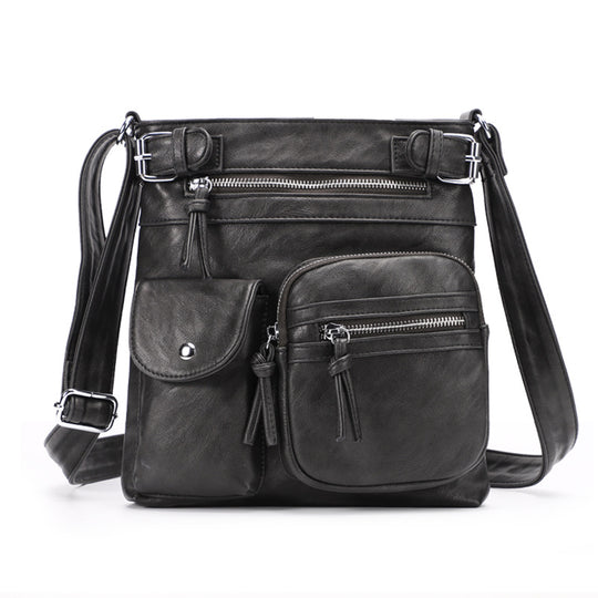 Metz™ Schultertasche Schultertasche aus weichem Leder mit mehreren Fächern