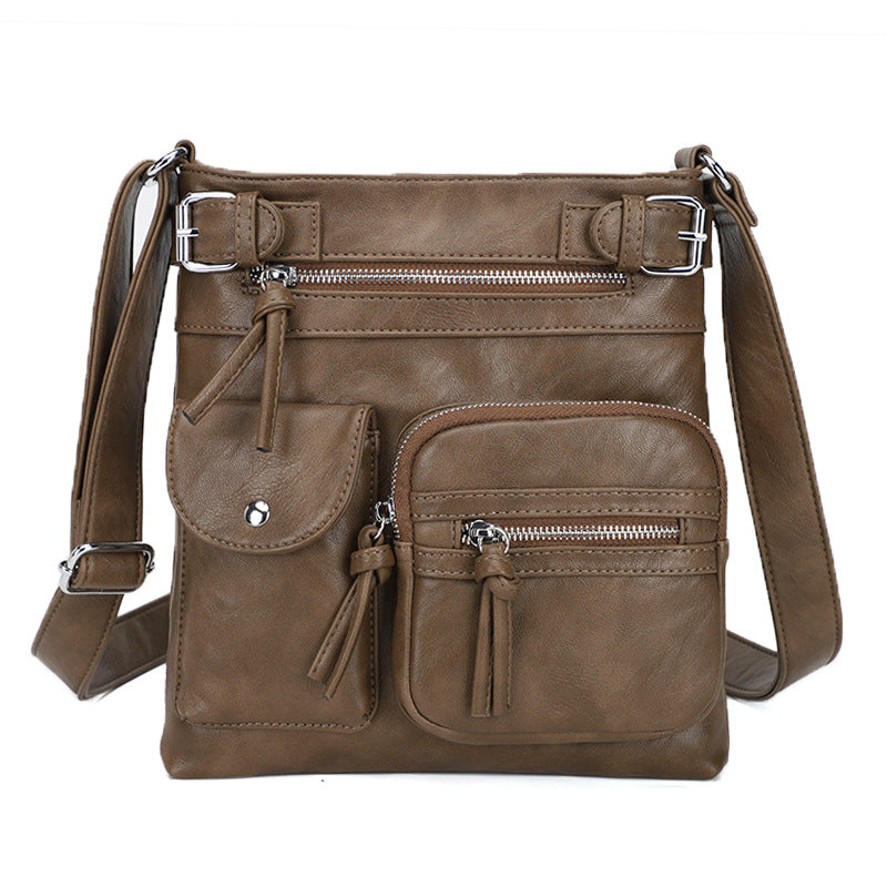 Metz™ Schultertasche Schultertasche aus weichem Leder mit mehreren Fächern