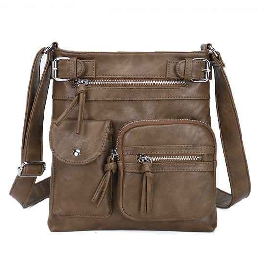 Metz™ Schultertasche Schultertasche aus weichem Leder mit mehreren Fächern