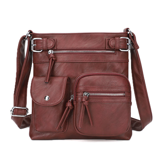 Metz™ Schultertasche Schultertasche aus weichem Leder mit mehreren Fächern