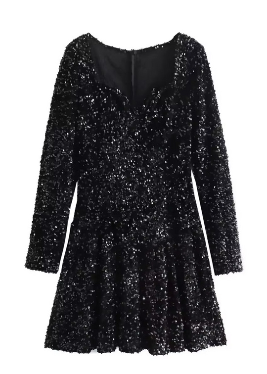 Mirthe Black Sequin Mini Dress